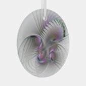 Moderne Abstracte Shy Fantasy Figuur Fractal Art Glas Ornament (Voorkant Rechts)