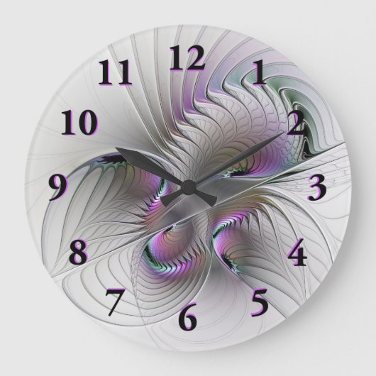 Moderne Abstracte Shy Fantasy Figuur Fractal Art Grote Klok (Voorkant)