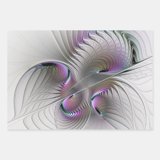Moderne Abstracte Shy Fantasy Figuur Fractal Art Inpakpapier Vel (Voorkant 3)