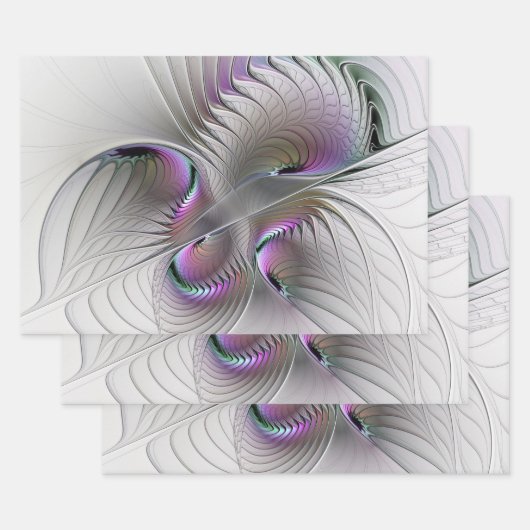 Moderne Abstracte Shy Fantasy Figuur Fractal Art Inpakpapier Vel (Set)