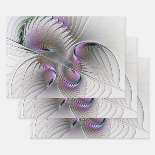 Moderne Abstracte Shy Fantasy Figuur Fractal Art Inpakpapier Vel (Set)