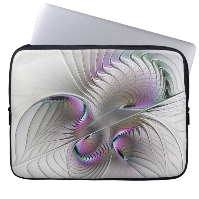 Moderne Abstracte Shy Fantasy Figuur Fractal Art Laptop Sleeve (Voorkant)