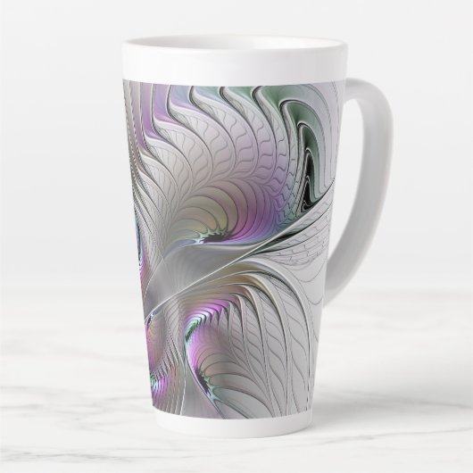 Moderne Abstracte Shy Fantasy Figuur Fractal Art Latte Mok (Rechterhoek)