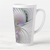 Moderne Abstracte Shy Fantasy Figuur Fractal Art Latte Mok (Rechts)