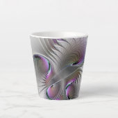 Moderne Abstracte Shy Fantasy Figuur Fractal Art Latte Mok (Voorkant)