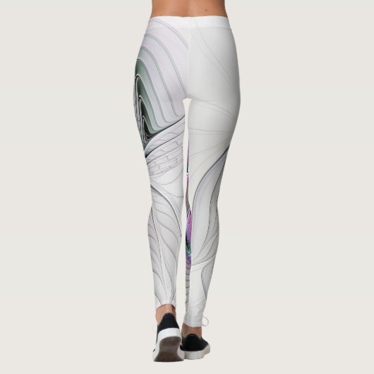 Moderne Abstracte Shy Fantasy Figuur Fractal Art Leggings (Achterkant)