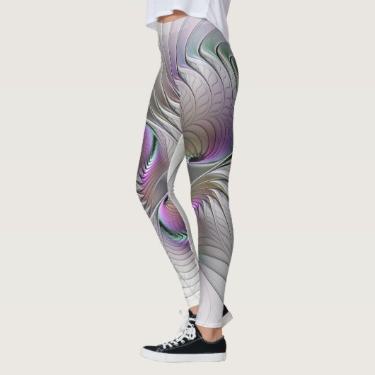 Moderne Abstracte Shy Fantasy Figuur Fractal Art Leggings (Links)