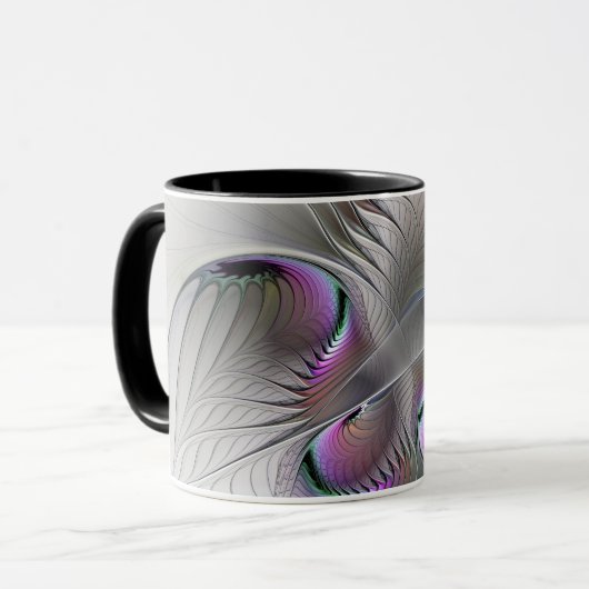 Moderne Abstracte Shy Fantasy Figuur Fractal Art Mok (Voorkant links)