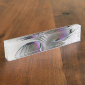 Moderne Abstracte Shy Fantasy Figuur Fractal Art Naambordje (Zijkant)