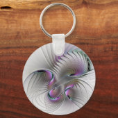 Moderne Abstracte Shy Fantasy Figuur Fractal Art Sleutelhanger (Achterkant)