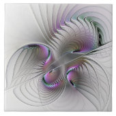 Moderne Abstracte Shy Fantasy Figuur Fractal Art Tegeltje (Voorkant)
