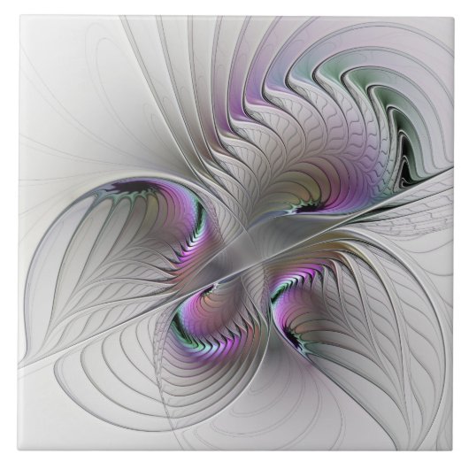Moderne Abstracte Shy Fantasy Figuur Fractal Art Tegeltje (Voorkant)