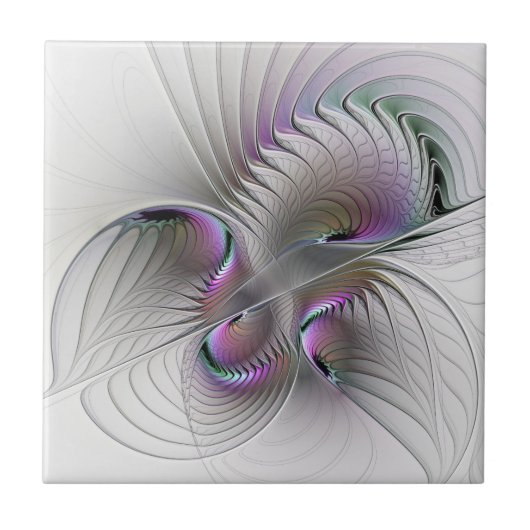 Moderne Abstracte Shy Fantasy Figuur Fractal Art Tegeltje (Voorkant)