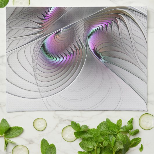 Moderne Abstracte Shy Fantasy Figuur Fractal Art Theedoek (Gevouwen)