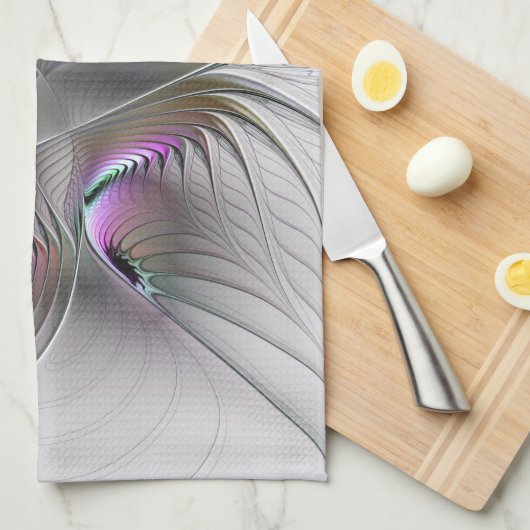 Moderne Abstracte Shy Fantasy Figuur Fractal Art Theedoek (Quarter Fold)