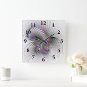 Moderne Abstracte Shy Fantasy Figuur Fractal Art Vierkante Klok (Huis)