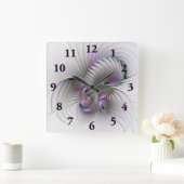 Moderne Abstracte Shy Fantasy Figuur Fractal Art Vierkante Klok (Huis)