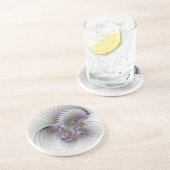 Moderne Abstracte Shy Fantasy Figuur Fractal Art Zandsteen Onderzetter (Zijkant)