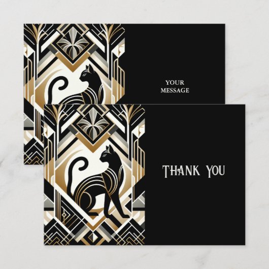 Moderne Abstracte Sierlijke Kat Bedankkaart (Voorkant / Achterkant)