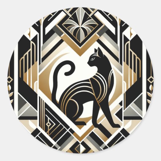 Moderne Abstracte Sierlijke Kat Sticker (Voorkant)