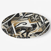 Moderne Abstracte Sierlijke Zwarte Kat Papieren Bo Papieren Bordje (Gekanteld)