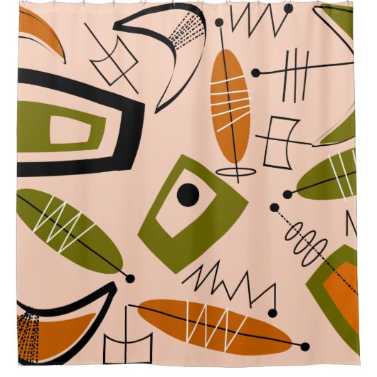 Moderne Abstracte Sinaasappels en olijven uit de m Douchegordijn (Voorkant)