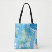 Moderne Abstracte Sjabloon Blauw groen wit Tote Bag (Voorkant)