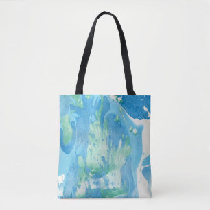 Moderne Abstracte Sjabloon Blauw groen wit Tote Bag
