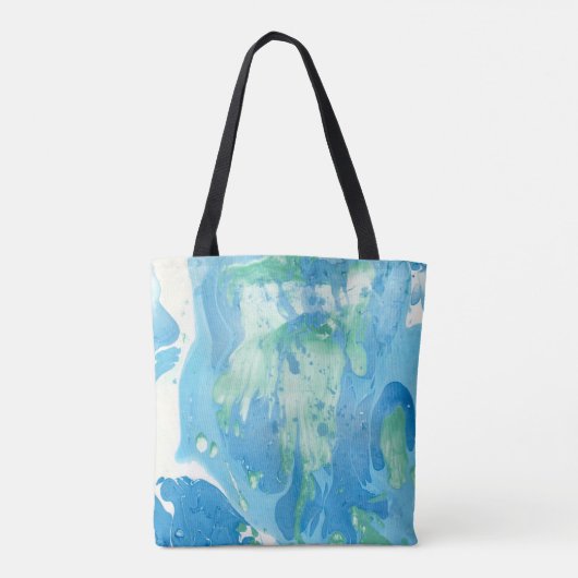 Moderne Abstracte Sjabloon Blauw groen wit Tote Bag (Achterkant)