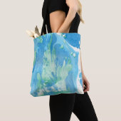 Moderne Abstracte Sjabloon Blauw groen wit Tote Bag (Dichtbij)