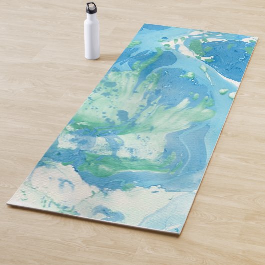 Moderne Abstracte Sjabloon Blauw groen wit Yogamat (In situ)