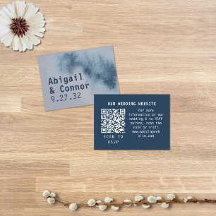 Moderne Abstracte Slate Blue Grey Mist Web QR Informatiekaartje