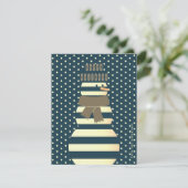 Moderne abstracte sneeuwpop illustratie kerst feestdagenkaart (Staand voorkant)