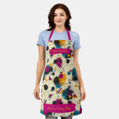 Moderne Abstracte Spat-apron met Aangepaste Naam Schort (Gedragen)