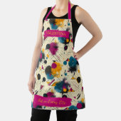 Moderne Abstracte Spat-apron met Aangepaste Naam Schort (Insitu)