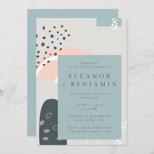 Moderne Abstracte speelse pastel Abstracte bruilof Kaart (Voorkant / Achterkant)