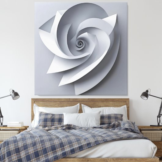 Moderne Abstracte Spiraal – Minimalistische 3D AI- Canvas Afdruk (Insitu (Slaapkamer))