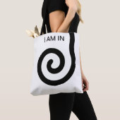 Moderne abstracte spiraal op zwart en wit tote bag (Dichtbij)