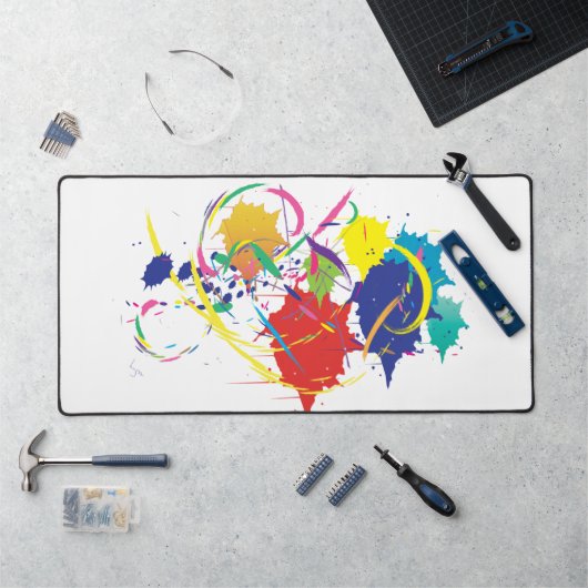 Moderne Abstracte Splatter Art Kleurrijke Plezier Bureaumat (Werkstation)