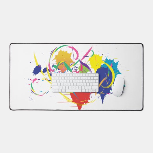 Moderne Abstracte Splatter Art Kleurrijke Plezier Bureaumat (Keyboard & Muis)