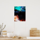 Moderne Abstracte Spletters zwart Oranje blauw Poster (Keuken)