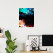 Moderne Abstracte Spletters zwart Oranje blauw Poster (Thuiskantoor)