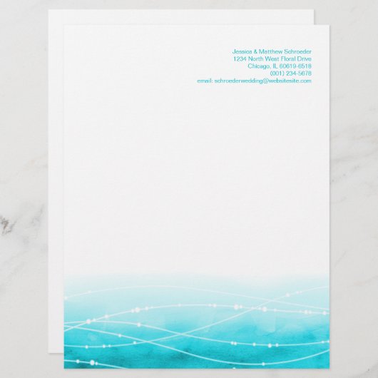 Moderne abstracte sprankelende zeeen blauw briefho briefhoofd (Voorkant / Achterkant)