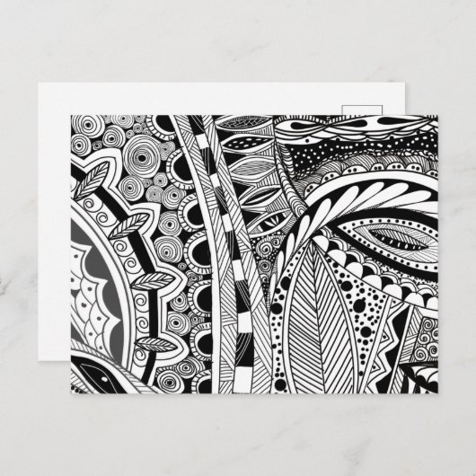 Moderne abstracte stad met zwarte en witte inkt briefkaart (Voorkant / Achterkant)