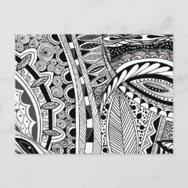 Moderne abstracte stad met zwarte en witte inkt briefkaart