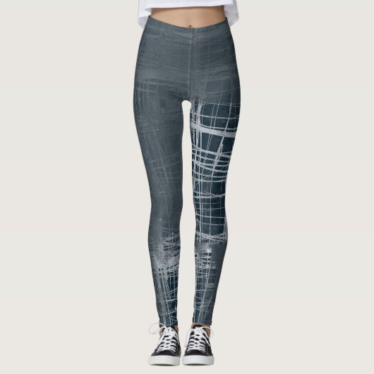 Moderne abstracte stalen blauw leggings (Voorkant)