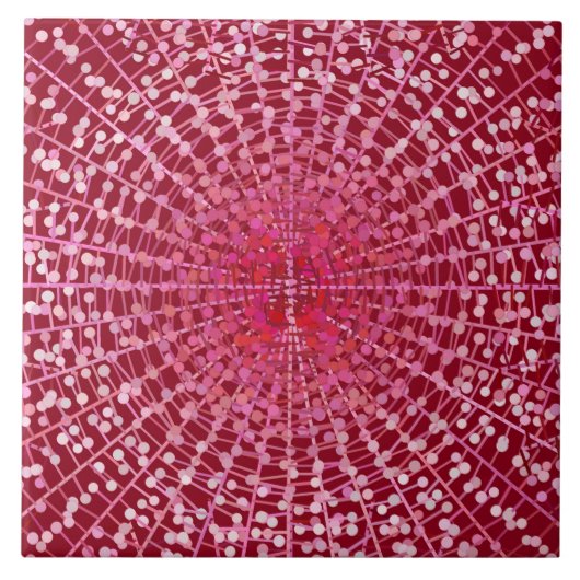 Moderne Abstracte Starburst, Bourgogne en Roze Tegeltje (Voorkant)