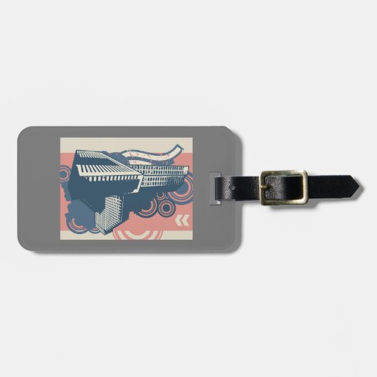 Moderne Abstracte stedelijke achtergrond levendig Bagagelabel (Voorkant horizontaal)