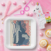 Moderne Abstracte stedelijke achtergrond levendig  Papieren Bordje (Feest)