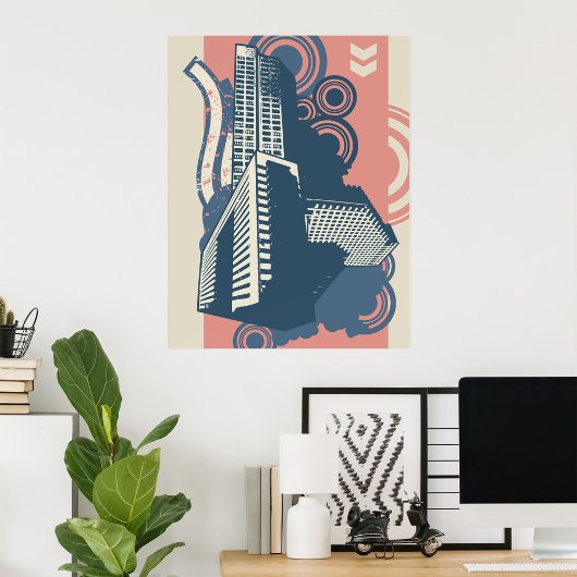 Moderne Abstracte stedelijke achtergrond levendig Poster